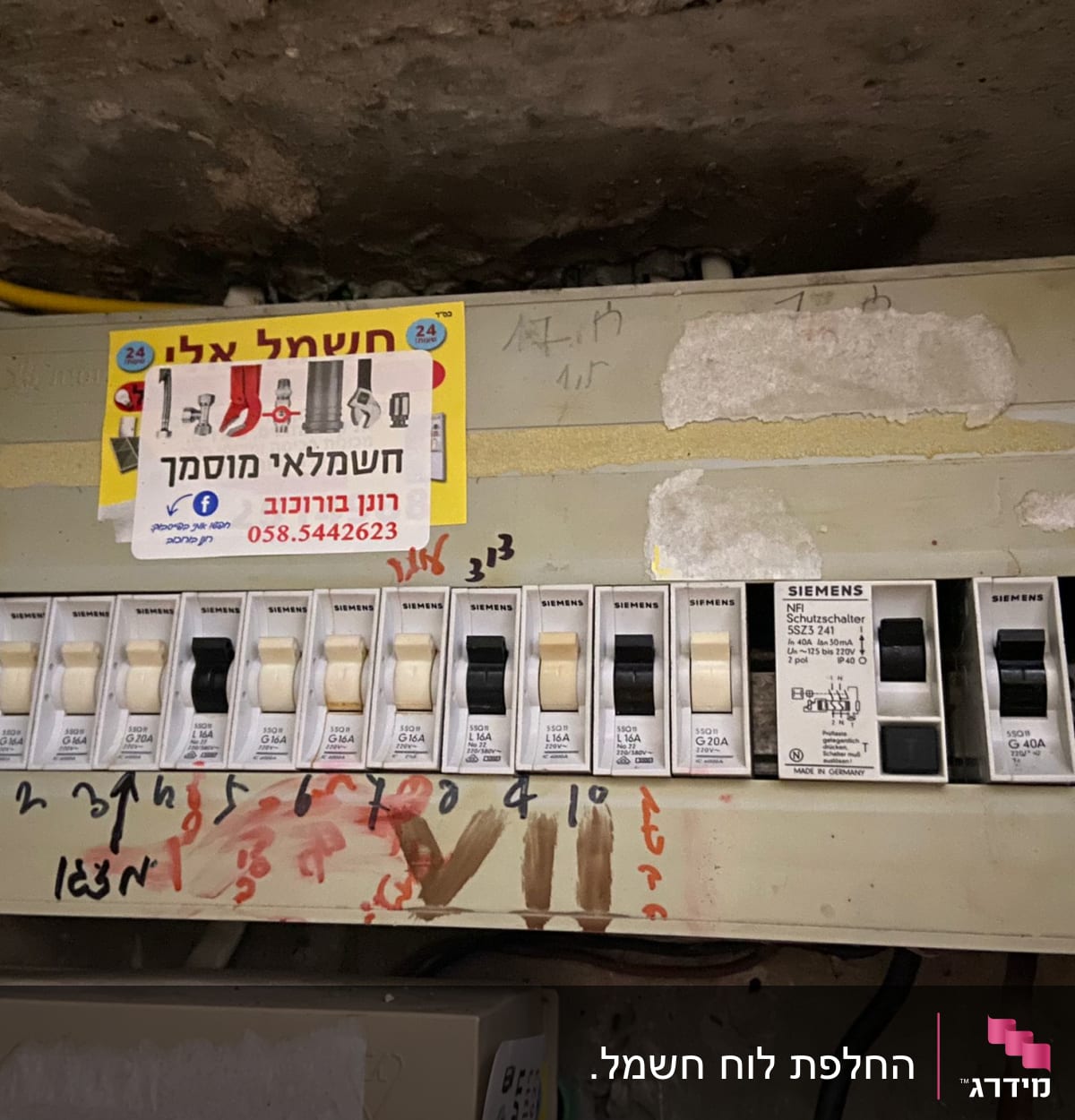 לוח חשמל עם מפסקים של סימנס